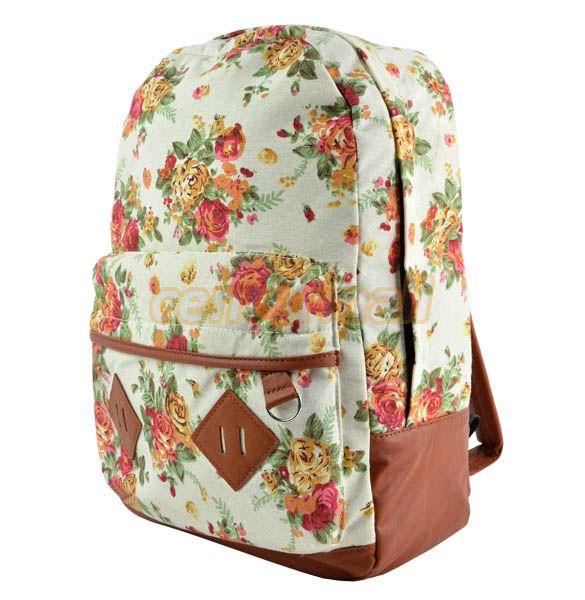 Mochila Floreada Branca